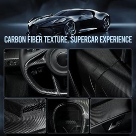 YOUDAXIN Carbon Fiber Leather car Steering Wheel Cover, Comfortable and Anti-Skid, Universal 15 inch (Black)