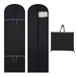 2 Pcs 60 x 180cm Dress Bags Covers Long Dress Bags Covers Dress Covers Dress Covers Garment Bags Eco-Friendly Dress Bags Waterproof Anti-mite Breathable Cover Bags with Zip (Black)