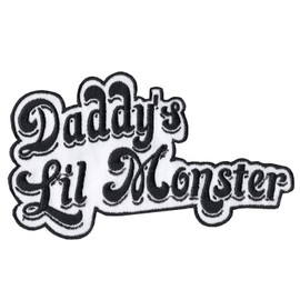 Daddy's Lil Monster Patch Name Tag Badge Iron On Embroidered