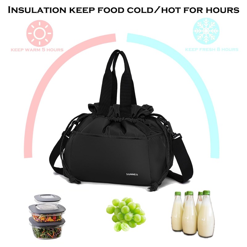 W WINTMING Drawstring Lunch Bag for Women Insulated Lunch Bag