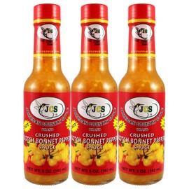 JCS Hot Scotch Bonnet Pepper Sauce (Pack of 3), 5 oz Jars