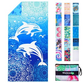 Winthome Beach Towel on Both Sides, Large Beach Towel, 180 x 90 cm, Microfibre XXL, Quick-Drying, Lightweight, Bath Towel, Beach Towel, Sand-Free, for Men and Women, Travel, Holiday, Swimming, Sauna