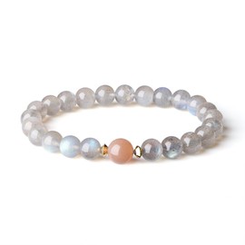COAI Women’s Power Stone Bracelet, Made of Labradorite and Sunstone, For Prayer, Wishing, Healing, and Good Luck