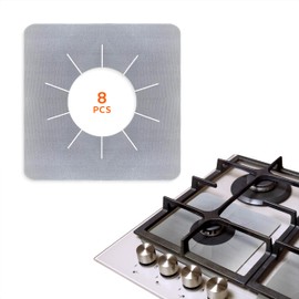 Gas Stove Protectors, Reusable Burner Covers, top Range Liners for Stovetop (Silver), 8.5"x 8.5" Pack of 8