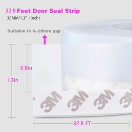 Door Weather Stripping Door Seal Strip Window Seal Silicone Sealing Tape for Door Draft Stopper Adhesive Tape for Doors Windows and Shower Glass Gaps,32.8 Feet Silicone Seal Strip (Grey)