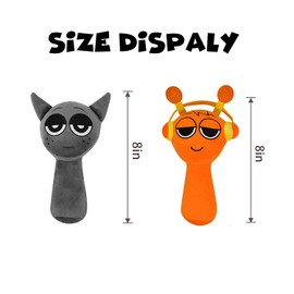  Sprunki Plush Toys, Horror Games Plushies Toy for Fans, Soft Stuffed Animal Pillow Figure Doll Christmas Birthday Gifts for Adult Kids (Gray+Orange)