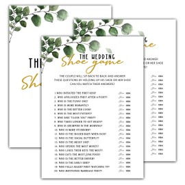 Bridal Shower Games - Greenery Engagement Party Game Cards For Wedding, Bachelorette Party - Bridal Shower Decorations - Wedding Shoe - 30 Cards(004)
