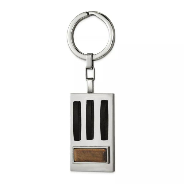 Chisel Stainless Steel Brushed and Polished Black IP w/Tiger's Eye