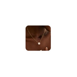 Robaice Mother of Pearl Flower Pendant Necklace 14K Gold Plated Pearl Necklaces for Women, Dainty Pearls Choker Necklaces for Women Satellite Chain Wedding Bridesmaid Jewelry Gift