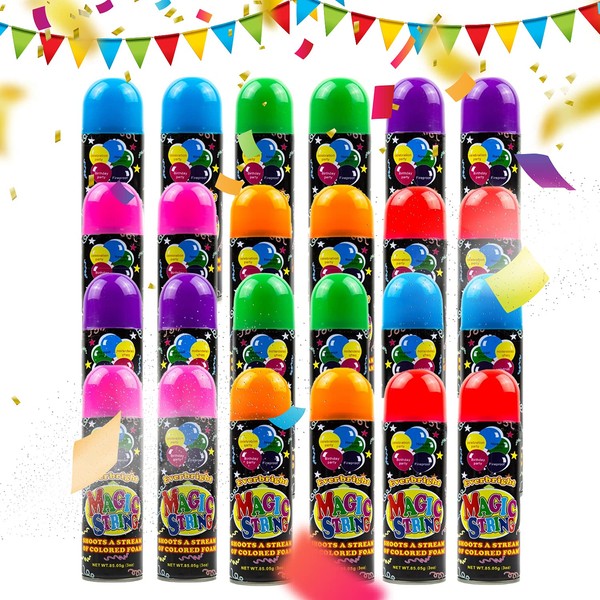 Toysery Party Streamer - Ultimate Silly Spray String for Kids. Elevate Your Celebrations with Crazy String Fun! Comes with 24 Party Spray String in Can (3oz)