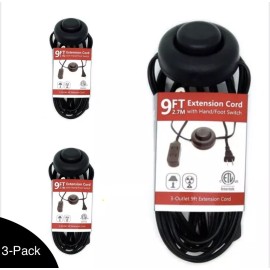 Unbranded 9Ft 3 Outlet 2 Prong Indoor Foot Switch Power Extension Cord Cable With Pedal x3