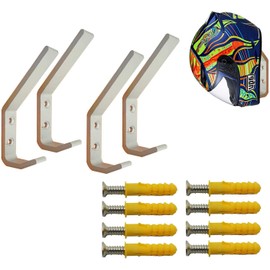 Deloky 4 Pack Motorcycle Helmet Holder Hook -Jacket Bags Wall Mount Cloth Display Rack Hook with Mounting Screws (4pcs Hook+ 8pcs Screws)
