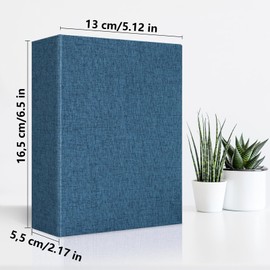 Vienrose Linen Photo Album 4x6 300 Pockets Photobooks Black Page Large Capacity Picture Albums for Valentine Wedding Christmas Birthday (100 pockets, Blue)