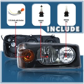 RUOZTEOO Headlights Assembly Fit for Mack Granite GU713 Lamp with Halogen Bulbs and Warm White,Both Sides Compatible with Select Mack Model Right Passenger,Left Driver Side (pair)