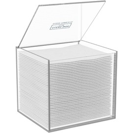 CLEAN SKIN CLUB Clear Acrylic Box for Clean Towels XL (NOT Included), Container For 50 Disposable Clean Towels XL, Face Towelettes Bathroom Counter Storage, Stone Bin for Cleansing Facial Dry Wipes