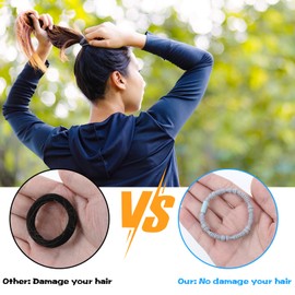 Ouligay 48 Pcs No Damage Hair Ties,Hair Tie Bracelets for Women,Elastic Hair Bands,Thin Hair Ties,Boho Hair Accessories for Girl Thick Thin Long Curly