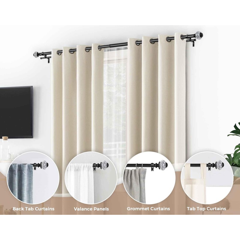 1 Inch Double Curtain Rods 72 to 144 Inches (6