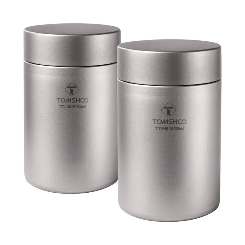 TOMSHOO Tea Tin Jar 300ml Lightweight Ti Tea Storage Canister