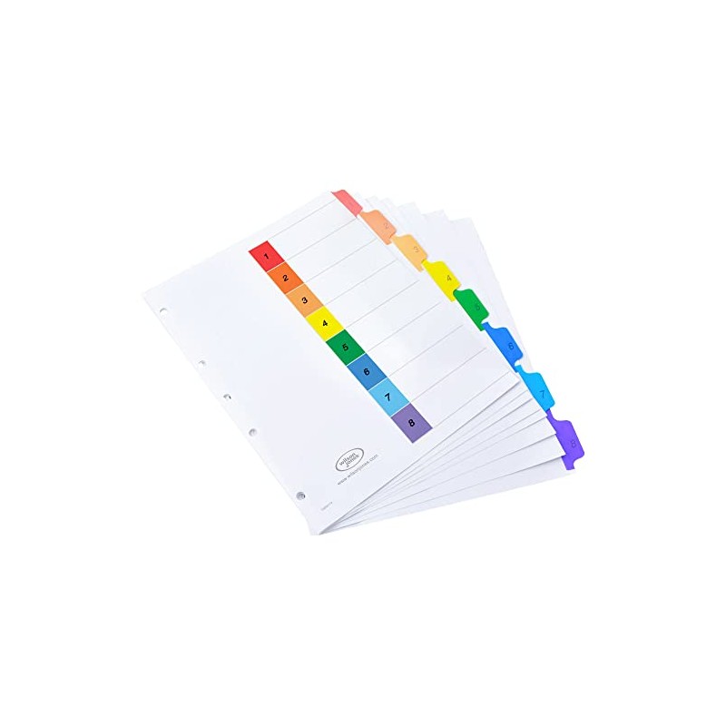 Wilson Jones P1346 Separadores de Carpeta Numerados, colores Brillantes, 8