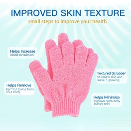 4 Pairs Exfoliating Gloves, Body Scrub Wash Mitts for Bath Shower, Luxury Spa Exfoliation Accessories for Men Women