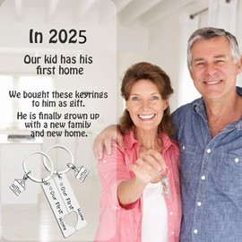 Housewarming Gift Home House Pendant Key Ring 2 Pieces Our First Home Key Ring House New House Decoration Jewellery Key Rings for New Homeowner, Stainless Steel