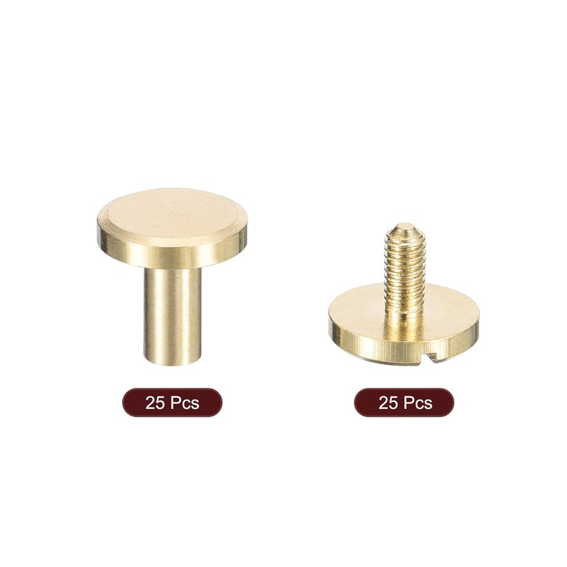 sourcing map 25Pack Brass Chicago Screws, 8x10mm Flat Head Screw