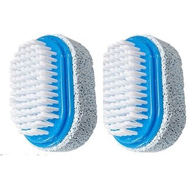 JUVITUS Two Sided Foot Scrubber: Pumice Stone Smoother & Bristle Brush Foot Exfoliator Blue, 2 Pack