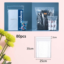 huruirui Ziplock Bags 25 x 35 cm Resealable Bags Transparent A4 Large Zip Bags Plastic Bags Sealing Bags Waterproof Office Clothing Travel Storage 80 Pieces 100μm