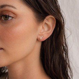 WFYOU Gold Earrings for Women 925 Sterling Silver Cubic Zirconia Initial Letter Stud Earring for Women Trendy 14k Gold Plated Dainty Cute Diamond Hypoallergenic Earrings Jewelry Gifts