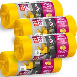 Scented Bin Bags with Handles, 35 L, Citrus, Value Pack of 112 - 56 x 49 cm, 13 µm, 100% Recycled, EuCertPlast - Handle Closure, Perfect for Office & Everyday Use, Durable