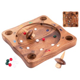 Engelhart - 350490 - Wooden Spinning Top Ball Game - Family Game of Chance - Includes Spinning Top & 10 Balls - Eco-Friendly - 2 or More Players - Ages 6 and Up
