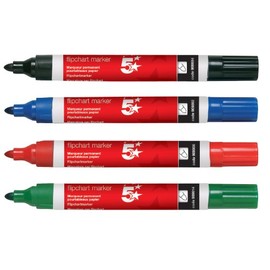 5 Star Flipchart Marker Pen Water-based Line Width 2 mm Assorted [Pack of 4]