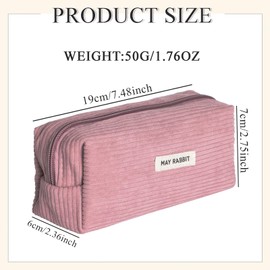 ICKEYOU Pencil Case Corduroy Fabric Girls Teenager Pencil Case Pencil Case Stationery Organiser Bag Large Storage Capacity Pencil Case for School Office, pink, Pencil case