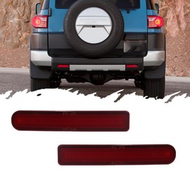 JDMTECH For 2007 2008 2009 2010 2011 2012 2013 2014 Toyota FJ Cruiser Reflector Tail Lights Housings Red Lens