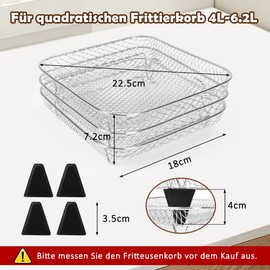 Airfryer Accessories for Russell Hobbs 4L/Ninja PRO 4.7L AF140EU & 6.2L AF180EU Hot Air Fryer, Small Airfryer Racks/Grids, Square Stackable Baskets, Accessories for Hot Air Fryer 2000 Series 4.2L