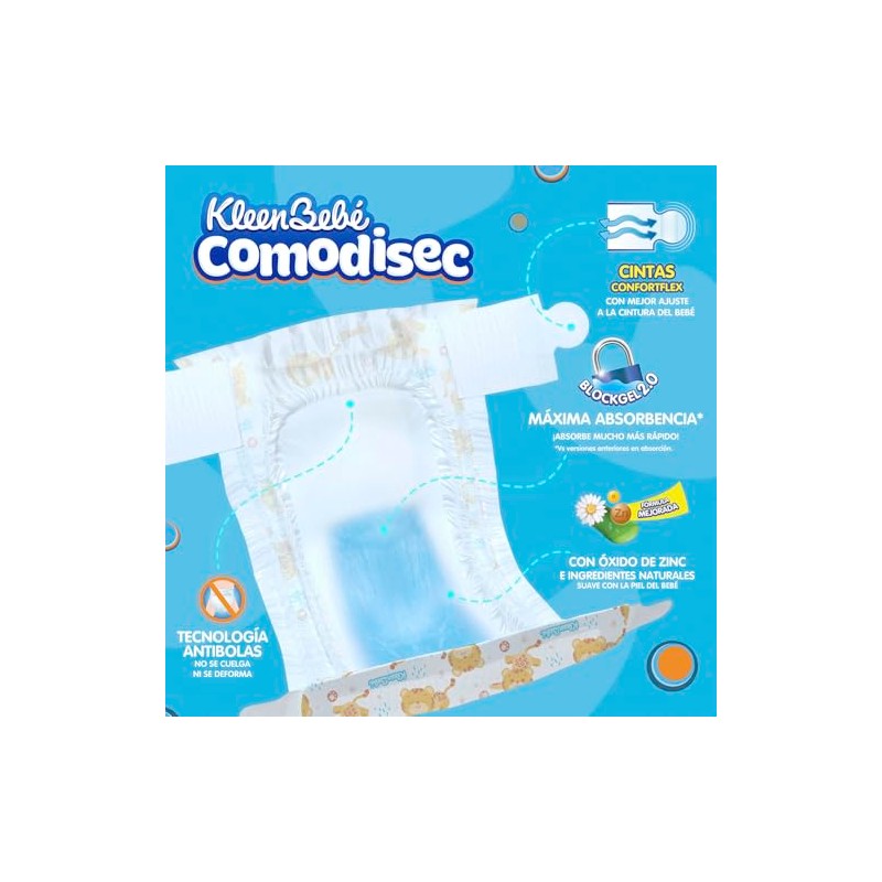 KleenBebé Comodisec, Pañal Para Bebé, Tamaño Grande, Caja Con 120