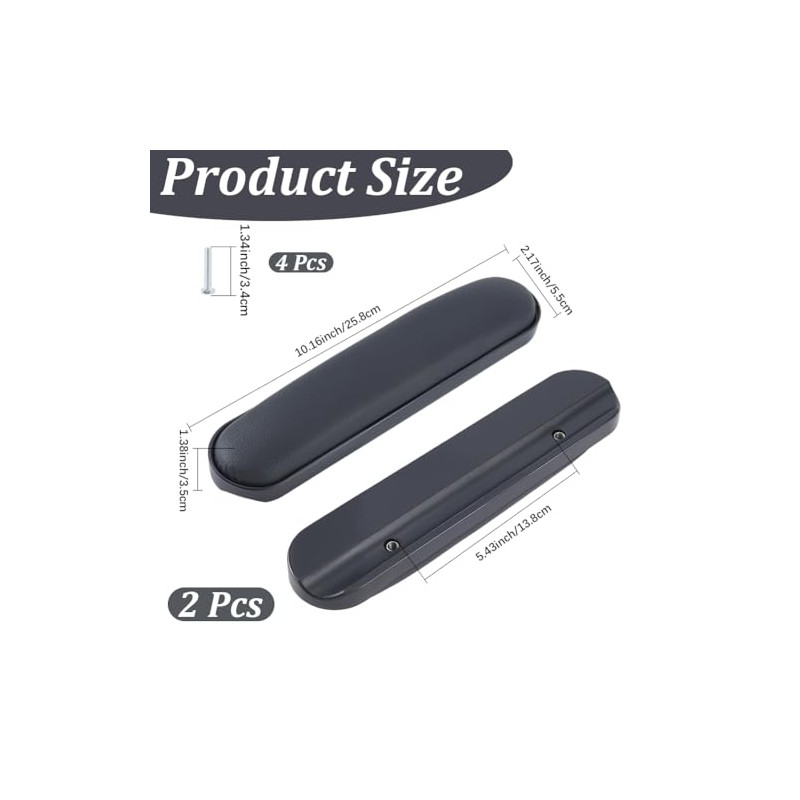 2PCS Soft Black Ergonomic Arm Pad Cushion Replacement Universal PU