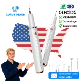 CURVY MOON Smart Ultrasonic Electric Dental Scaler Oral Care Portable Teeth Whitening Kit Tartar Plaque Cleaner Tartar Removercolor: white
