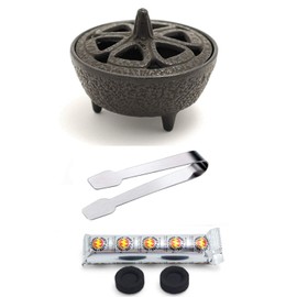 The Smudge Stick Shop Fresh Incense Burner Kit Cast Iron Incense Burner with Tongs