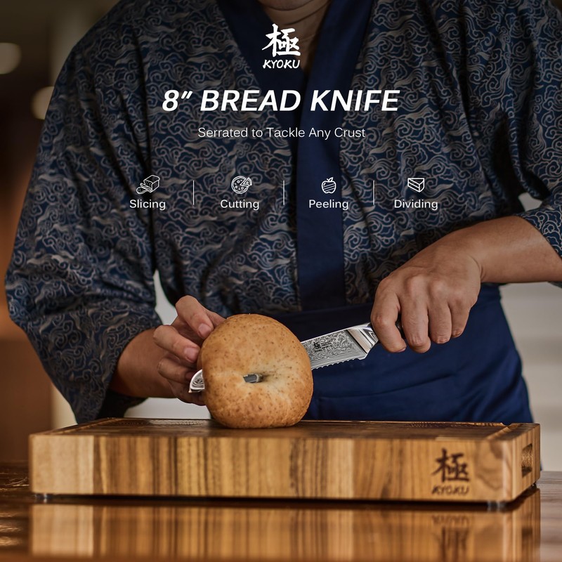 KYOKU Serrated Bread Knife - 8" - Shogun Series -