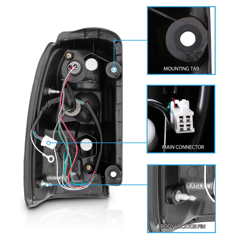 AmeriLite for 1996-2002 Toyota 4Runner LED Replacement Black Tail Lights