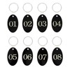 Acrylic Oval Numbered Labels with Key Ring for Organization (Black,