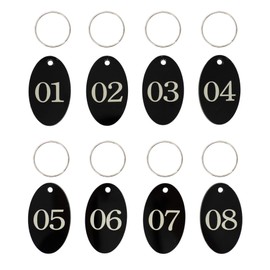 Acrylic Oval Numbered Labels with Key Ring for Organization (Black, 01-25)