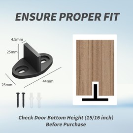 YAFIYGI 2Packs Black Floor Guide for Sliding Barn Door Hardware T Shape Guides Floor Mounted Easy Installation Bottom Track Guides for Barn Bypass Pocket and Closet Doors