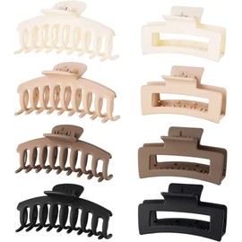 Pinzas Para Cabello de 8 Piezas,Pinzas Para El Cabello Antideslizantes,pasador Mate Grande Para Mujer，adecuado Para Lavarse La Cara, Bañarse, Viajar, Fiestas, Etc.