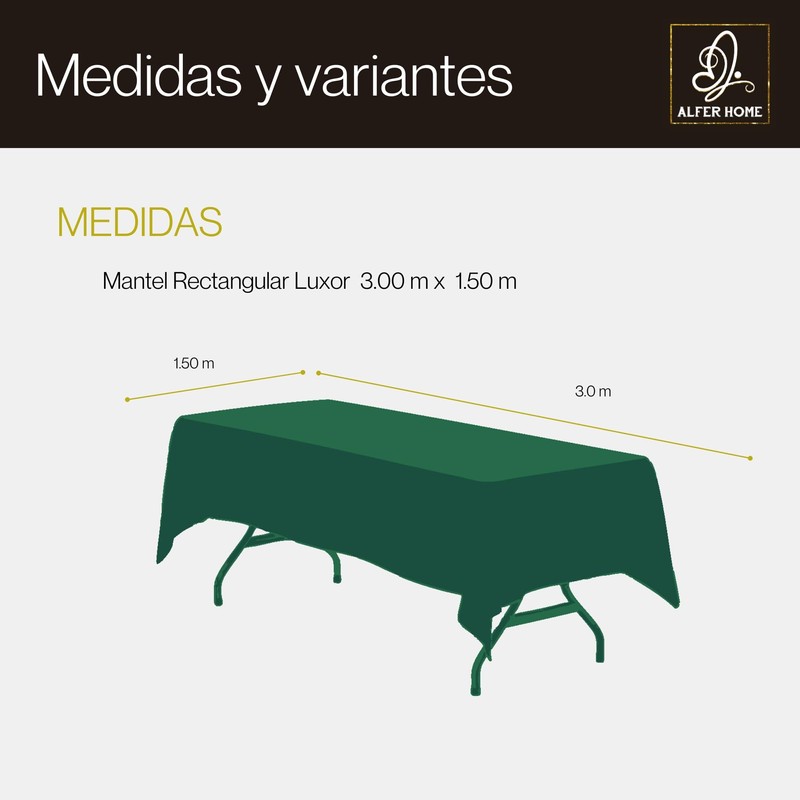 ALFER HOME - Mantel Rectangular Luxor, Elegante para Eventos, Banquetes,