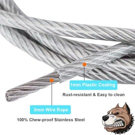 Mycicy 4 Feet Cable Slip Lead Dog Leash, Chew Proof Steel Wire Dog Leash with Reflective Soft Nylon Handle for Teething Puppies Small Medium Dogs Training Cord Leads