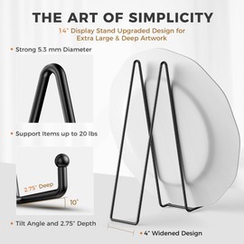 TR-LIFE 14 Inch Heavy Duty Plate Stand (4 Pack) - Metal Display Easel for Large Plates, Platters, Picture Frames, Signs, and Posters