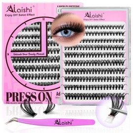 No Glue Needed Lashes, Self Adhesive Eyelashes, DIY Lash Cluster Eyelash Extensions Kit 8‑18mm, 30D, 200pcs Fluffy D Curl Soft Natural Lashes with Tweezers–Fake Cat Eye Wispy Individual(NG3OP8)