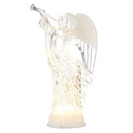 RAZ Imports 2022 Holiday Water Lanterns 12" Lighted Trumpet Angel with Swirling Glitter
